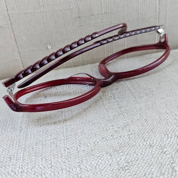 Elle Women Eyeglasses EL14917 RD Burgundy Semi Oval Frames 58-16-140 - Picture 6 of 16